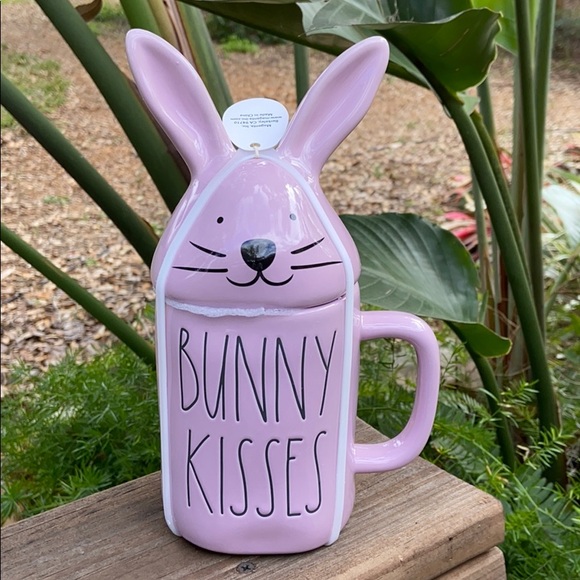 Rae Dunn Other - New HTF Lilac BUNNY KISSES Figural Mug & Topper